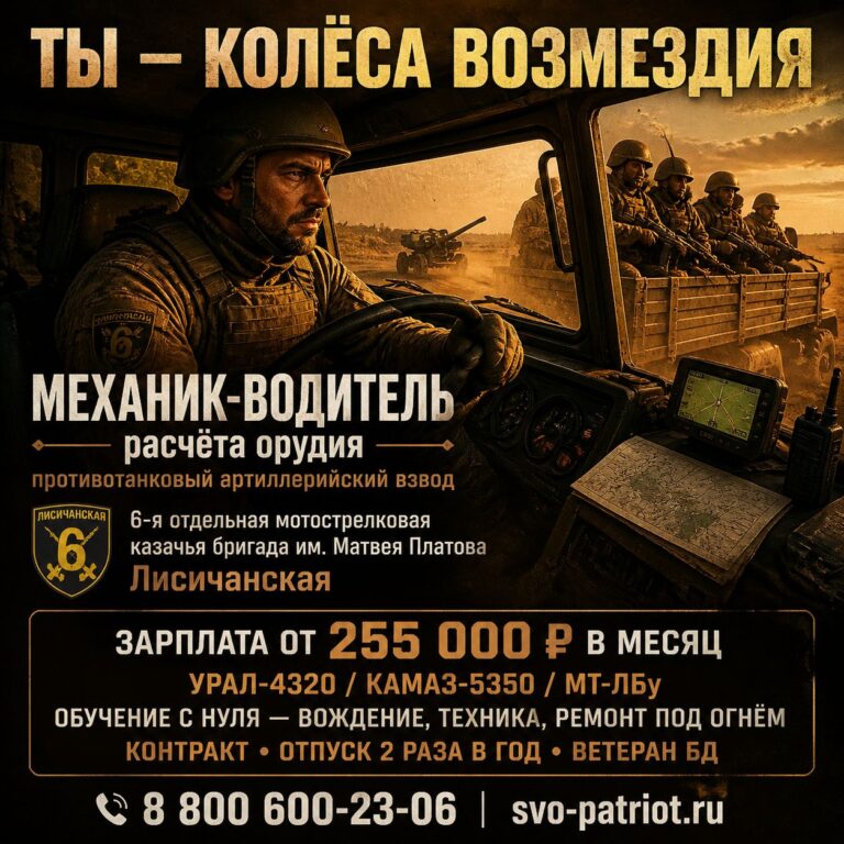 Механик — водитель расчета орудия противотанкового артиллерийского взвода
