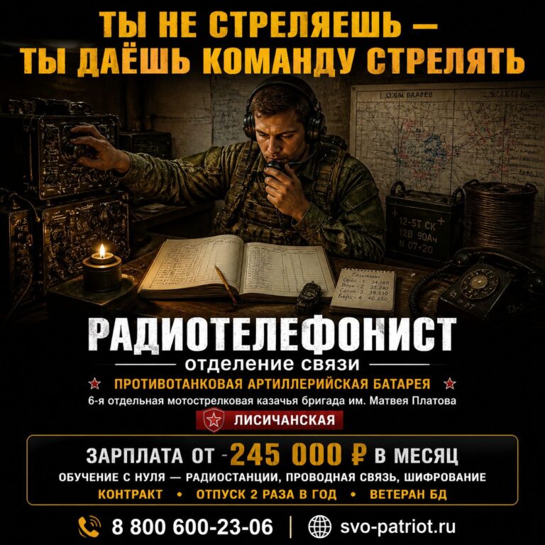 РАДИОТЕЛЕФОНИСТ ОТДЕЛЕНИЯ СВЯЗИ ПРОТИВОТАНКОВОЙ АРТИЛЛЕРИЙСКОЙ БАТАРЕИ